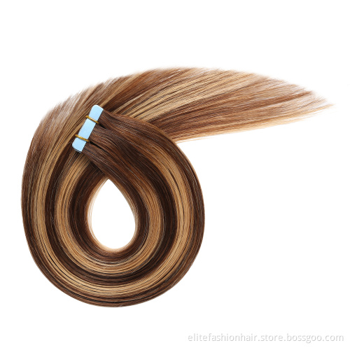 Top selling  wholesale 12"-30" Virgin Human Hair Double Drawn Remy Tape In Hair Extensions For Women Tape in Hair extension